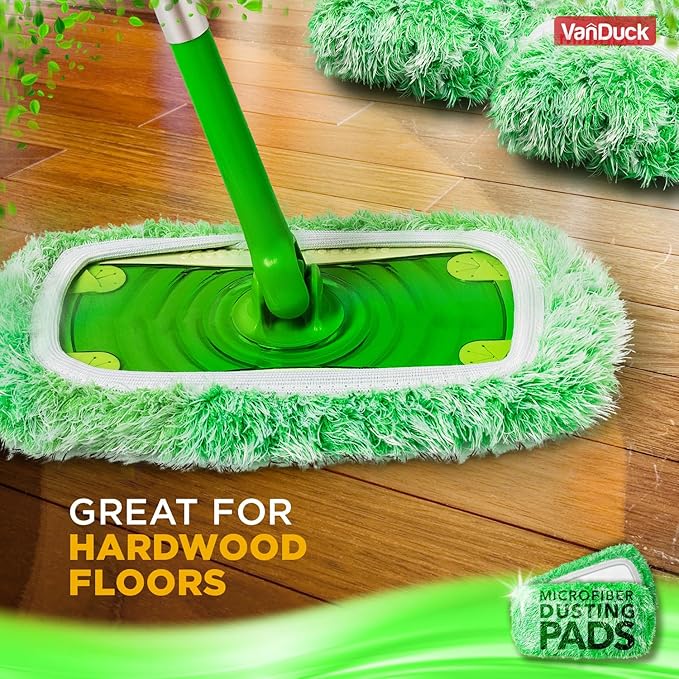 VanDuck Floor Duster Refill Compatible with Swiffer Sweeper (2 Pack) - Microfiber Pet Heavy Duty Dry Cloth Refills - Reusable Mop Pad