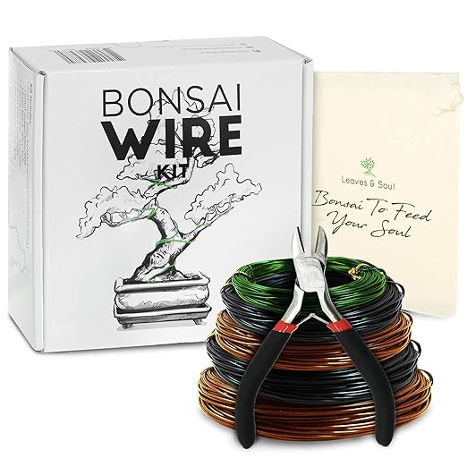 Leaves and Soul Tree Training Wire Kit – 5 Rolls Aluminum Alloy Bonsai Wire (160ft) with Cutter & Canvas Bag | Bonsai Tools, Plant Training Accessories, Bonsai Tree Kit for Beginners & Professionals