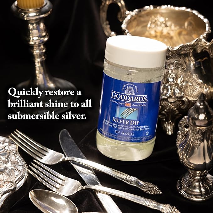 Goddard's Silver Cleaner Dip – Silver Jewelry Cleaner Solution for Filigree Metalwork & Small Items – Professional Use Tarnish Remover – Silverware Cleaning Supplies (10 oz)