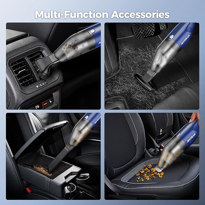 Handheld Vacuum Cordless -Car Vacuum Portable Cordless Cleaner Powerful Suction,1.2lbs Lightweight, Type-C Charge, Multiple Accessories, Portable Hand Vacuum for Home, Pet and Car