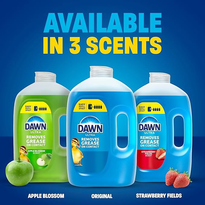 Dawn Ultra Original Dish Soap Refill Jug, Large Size Original Blue Liquid Dishwashing Detergent, Powerful Dawn Dish Soap for Grease, 51.5 oz