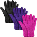Patelai 3 Pairs Microfiber Plant Dusting Gloves Leaf Cleaning Gloves for Indoor Plants, Blinds, Furniture, House (Purple,Rose Red,Black,Medium)