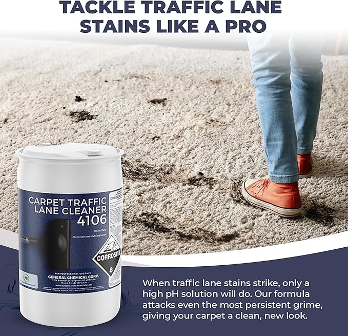 Carpet Traffic Lane Cleaner 4106 - Concentrated Carpet Pre Treatment Stain Remover - Incredible Stain Remover - Floor Covering Solution - Ideal for Industrial & Home Rug Cleaning- 55 Gal