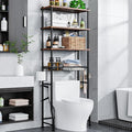 Over-The-Toilet Storage Shelf,4-Tier Bathroom Organizer Cabinet Rack And Storage Over Toilet With Shelf Waterproof Feet Pad And Basket,Multifunctional Space Saver Freestanding Bathroom Shelves（Brown）