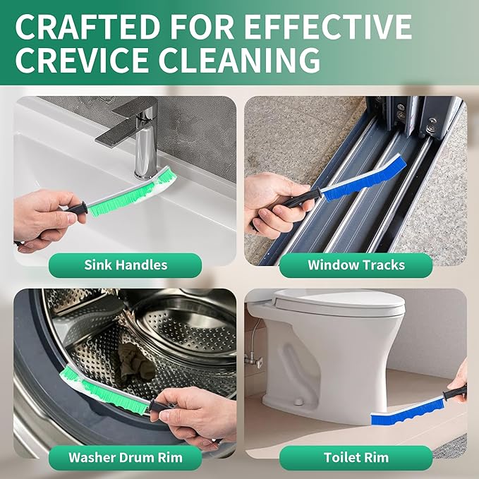 6-Pack Hard Bristle Crevice Cleaning Brush, Best Tool for Cleaning Grout, Gaps, and Sink, Home Cleaning Essentials, Crevice Cleaning Tool for Kitchen and Household Use
