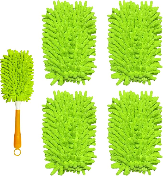 Reusable Duster Refill Compatible with Swiffer Hand Duster - Microfiber Ceiling Fan Duster for Swiffer Dusters Extended Handle - 360 Heavy Duty Dusters Refills, 4 Pack(Handle is Not Included)