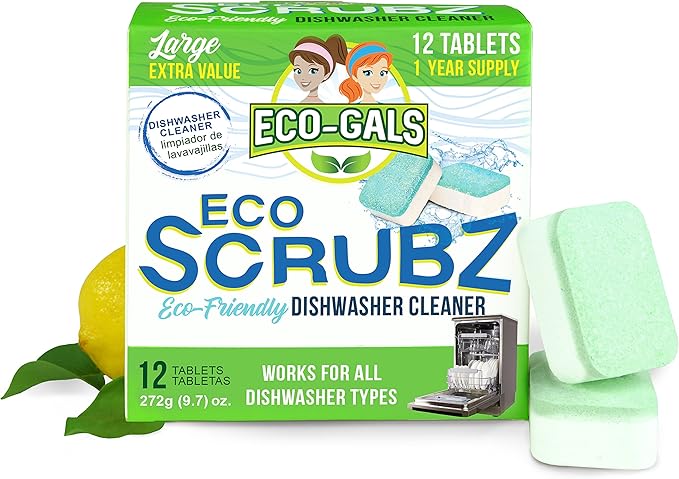 Eco-Gals Eco Swirlz Washing Machine Cleaner with Bonus Eco Scrubz Dishwasher Cleaner Add On 36 Count Deep Cleaning Tablets