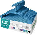 NEATERIZE Clothes Hangers Plastic 100 Pack for Adults - Plastic Hangers, The Perfect Coat Hanger and Space Saving Clothes Hangers for Closet - Blue Hangers