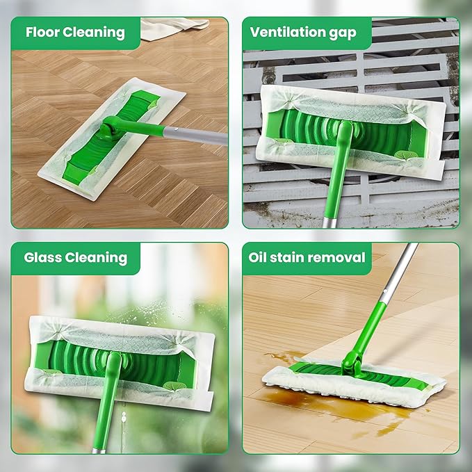 60 Count for Swiffer Dry Cloths Compatible with Swiffer Sweeper& Mop Deluxe 2-in-1 Floor Mopping and Limited Edition Pink Wicked, Cleaning Dust and Hair, for Swiffer Dry Sweeping Cloths
