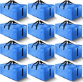 HOMESURE 12 Pack Large Strong Moving Bags with Zippers & Carrying Handles - Water-Resistant - Heavy Duty Storage Tote for Space Saving, Fold Flat, Alternative to Moving Box (Sky Blue)