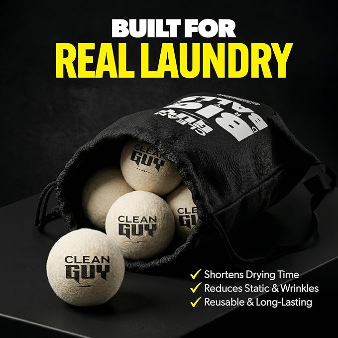 Wool Dryer Balls XL 6-Pack– Natural Fabric Softener, Reusable Laundry Dryer Balls –Reduce Drying Time, Static & Wrinkles– Hypoallergenic, Chemical Free Dryer Sheet Alternative, Eco-Friendly