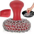 316L Chainmail Scrubber + Pan Scraper + Long Handles - 316 Cast Iron Cleaner - Skillet Cleaner - Chain Mail Scrubber for Cast Iron Pans