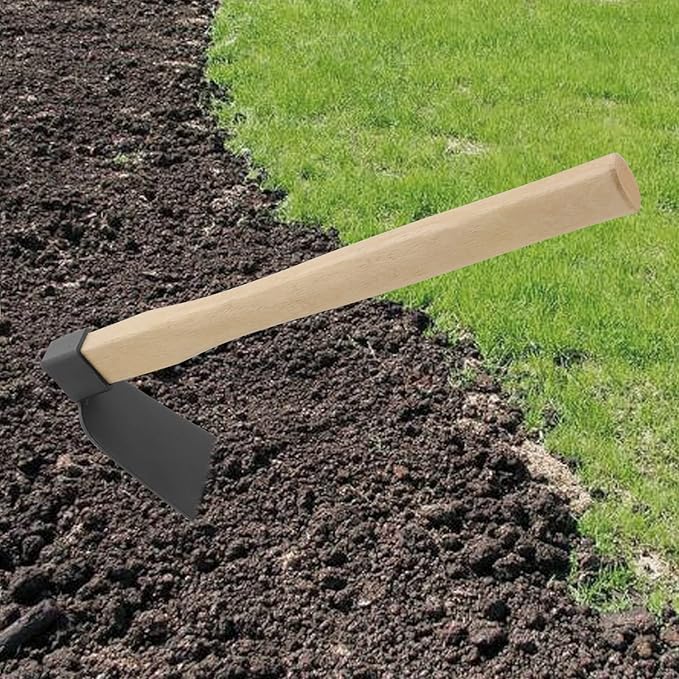 KEILEOHO 2 PCS 15 Inch Handheld Hoe, Hand Hoe Garden Tool, Carbon Steel Head and Wood Handle Garden Hoe for Transplanting, Digging, Planting, Loosening Soil, Camping