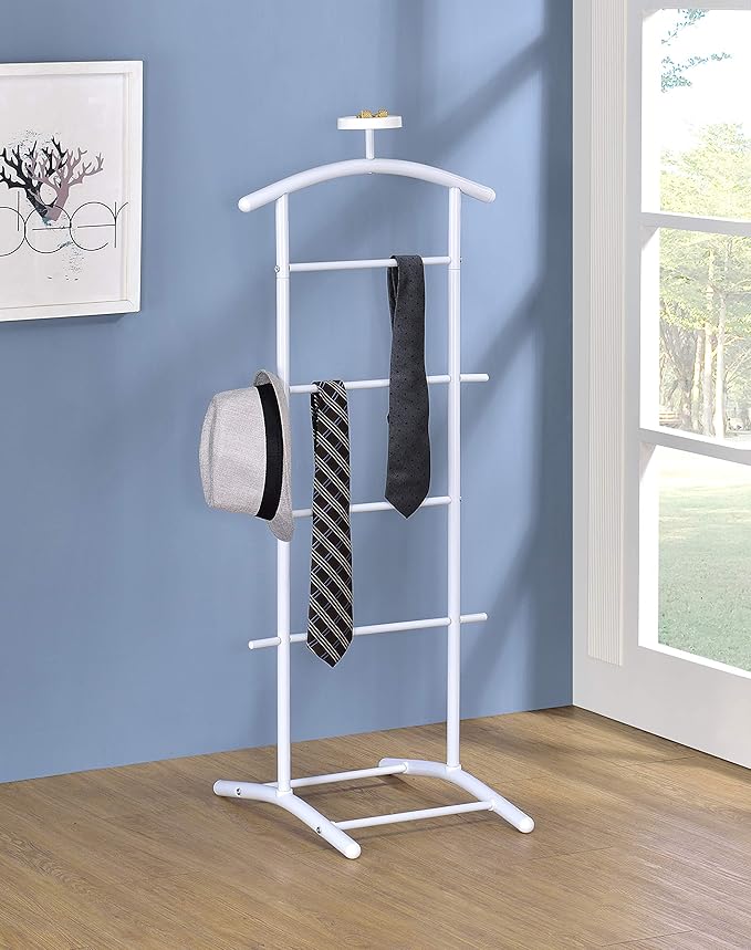Kings Brand Furniture - Menros Metal Suit Valet Stand, Clothes Rack, White