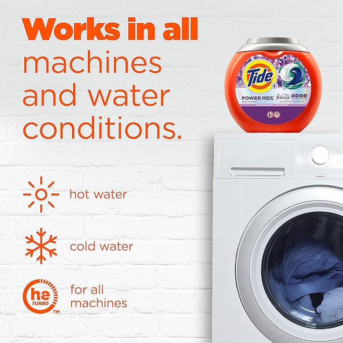 Tide Power Pods Laundry Detergent Pacs with Febreze, 32 Count, Spring & Renewal Scent, Febreze Freshness with Odor Eliminators