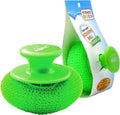 Parve Green Scouring Pad with Comfortable Handle – Ergonomic Easy Grip Dishwashing Cleaning Sponge Brush – Color Coded Home and Kitchen Accessories by The Kosher Cook