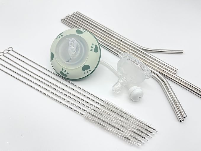 20PCS Straw Cleaner Brush kit,Straw Brush of 8mm-10.6 inch for Water Bottle Sippy Cup with Straw,Glass Straw,Piper Cleaning,Tubes Cleaning Like Filter and Sink Drain Hair Remove (Rubber top)