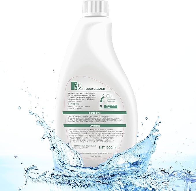 KIDU 2-Pack Multi-Surface Floor Cleaner – Compact by Design, Robot Mop Compatible, 1:300 Concentrate for Hardwood, Tile, Marble – Eco-Friendly Cleaning Solution, 2x500ml