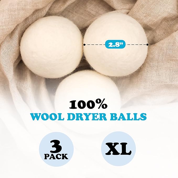 Smart Sheep 3-Pack Wool Dryer Balls - XL Premium Natural Fabric Softener - Award-Winning - Replaces Dryer Sheets - Laundry Balls (Gray Smiling Sheep)