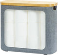 Toilet Paper Basket, Toilet Paper Storage with Lid for 12 Rolls, Bathroom Storage Organizer with Bamboo Lid, Grey