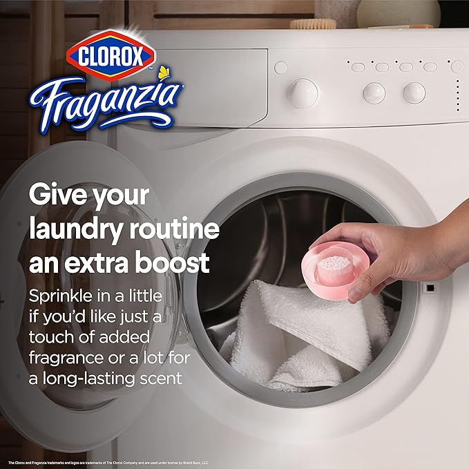 Clorox Fraganzia Laundry Scent Booster Crystals, In-Wash Fragrance Beads for Fresh-Smelling Clothes & Linens, Safe for All Fabrics & Colors, Easy-Pour Bottle, Rose Scent, 70 Oz