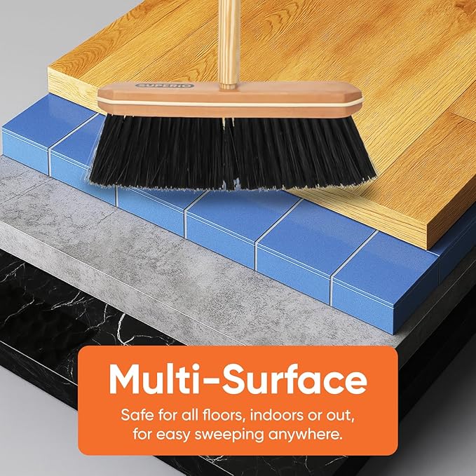 Superio Home, Kitchen Broom Head - Household Easy Sweeping Broom - Tampico/Synthetic Bristles - All Purpose