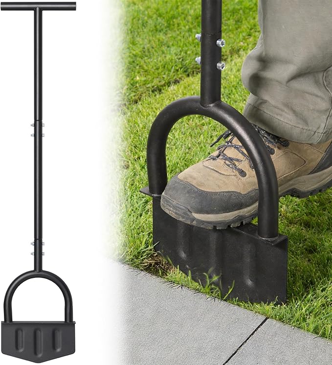 Edger Lawn Tool 41.8” Manual Lawn Edger with Ergonomic T-Grip & Wide Footplate Metal Half Moon Grass Edgers for Garden Yard Landscaping Maintenance