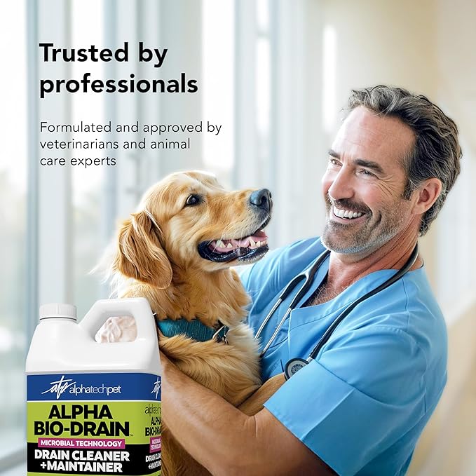 ALPHA BIO-DRAIN - Enzyme-Based Maintenance to Help Prevent Clogs and Reduce Odors from Pet Waste, Grease, Hair in Drains and Septic Systems - ½ Gallon by Alpha Tech Pet