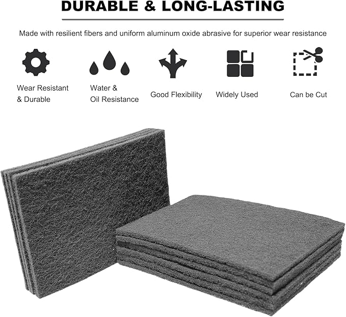 Premium 10 Pack 6" x 9" Grey General Purpose Scuff Pads - Scuffing, Scouring, Sanding, Paint Primer Prep Adhesion Scratch - Surface Preparation Automotive Car Auto Body Woodworking Wo (800 Grit)