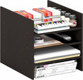 Furinno Cubicle Cube Insert, 3-Shelf Cube Organizer, 3-Tier Shelf Accessory, Fits into Furinno Triple Thick Cubes, IKEA Kallax, for Organizers and Storage, Black Dark Oak