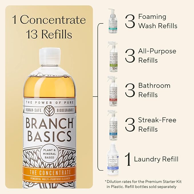 Branch Basics Concentrate Refill (33.8 oz) | All Purpose Multi-Surface Cleaning Concentrate - Replace Every Household Cleaner | Plant & Mineral-Based, Human-Safe, Fragrance Free