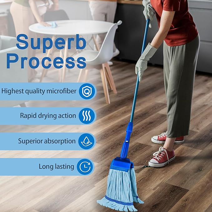 4 Pack - Large Microfiber Tube Mop 400GSM - Heavy Duty Industrial Wet Mop Head Refill,Commercial, Thick Fiber, Replacement Heads, Extra Absorbent