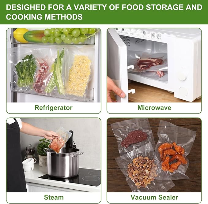 Moretoes Vacuum Sealer Bags, 6 Rolls 11" x 20' Food Vac Bags for Food Storage Saver, Commercial Grade Bag Rolls, BPA Free, Customized Size Bag for Sous Vide Cooking or Meal Prep