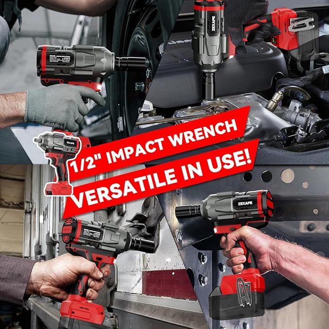 Cordless Impact Wrench 1/2 inch for Milwaukee 18V Battery, Impact Wrench 1360N.m(950Ft-lbs) High Torque Brushless Electric Impact Gun, Power Impact Driver with 3-Mode Speed, LED Work Light(no battery)