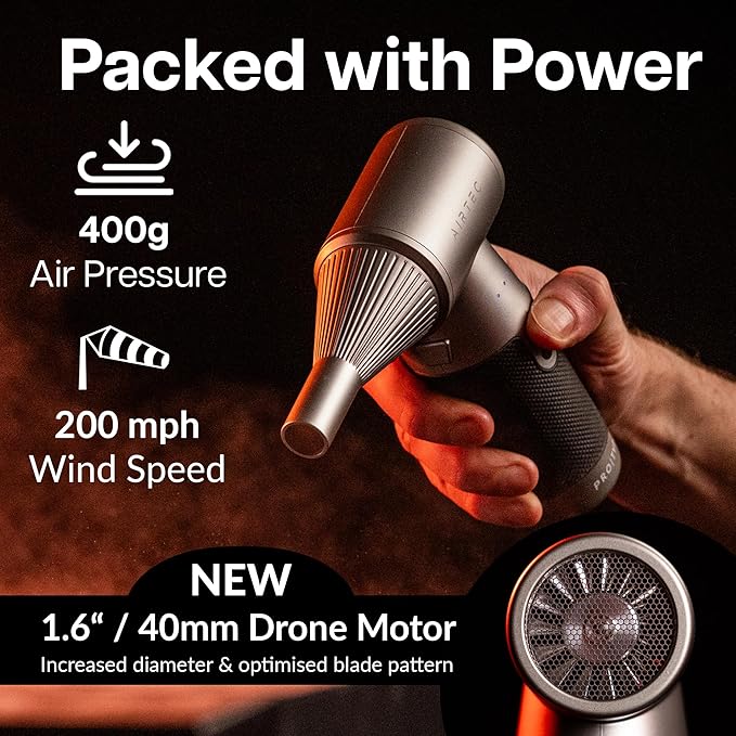 IT Dusters AirTec Ultra Cordless Air Duster for PC & Electronics, Rechargeable Electric Air Blower for Keyboard, Laptop, Console & Home Cleaning, Alternative to Canned Air (Type 8 - Rosie)