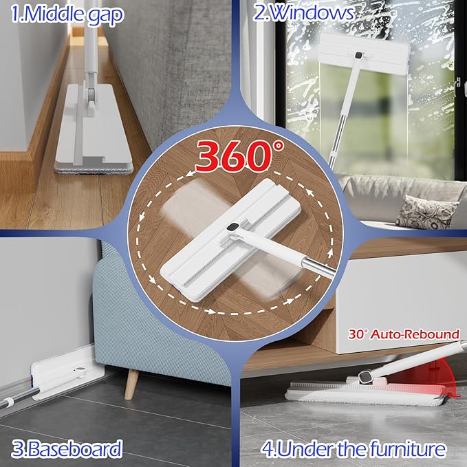 2026 Upgraded Mop and Bucket Set,Midyb Microfiber Mops and Bucket System with 2 Pads,Mop and Bucket with Wringer Set,Automatic Separates Dirty and Clean Water,Wet and Dry Use Mops for Floor Cleaning