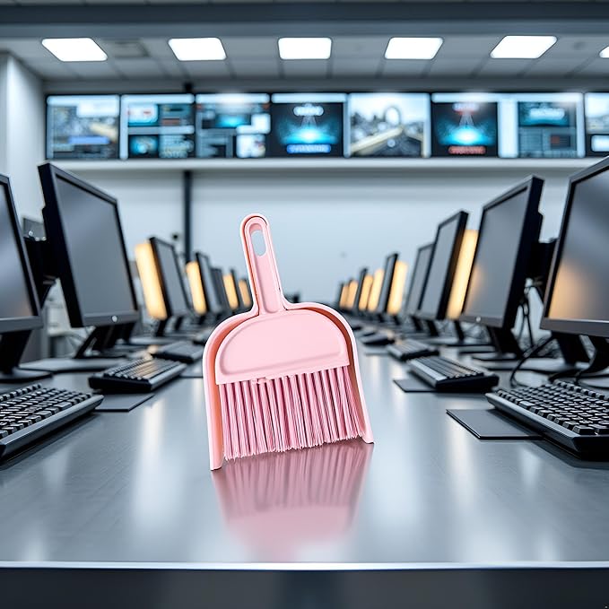 Plastic Mini Broom and Dustpan,Mini Cleaning Brush with Dustpan Set Desktop Cleaning Accessories,Pink with Set,Plastic Broom