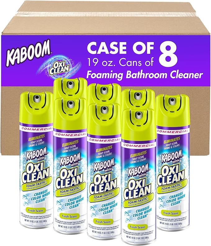 Kaboom 5703700071CT Foamtastic Bathroom Cleaner, Fresh Scent, 19 oz Spray Can, 8/Carton