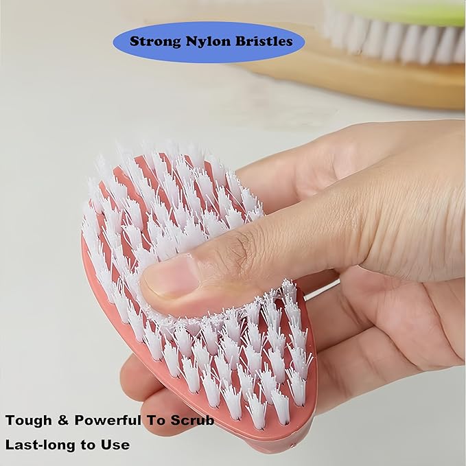 2 Pack Scrubbing Brushes for Cleaning, Heavy Duty Scrub Brush Nylon Stiff Bristles,Scrubber Cleaner Brush for Bathroom,Showe,Sink,Kitchen,Bathtub,Floor,Multi-Purpose Cleaning Brush (Pink + Purple)