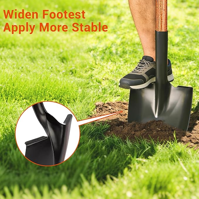 41" Round Shovel, Garden Tool with D-Handle, Shovel for Digging, Wooden Handel Garden Shovel,Beach Shovel, Car Snow Shovel