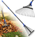 Rake for Leaves: Adjustable Metal Leaf Rake for Lawn, 8-17" Expandable Head, 45” Long Handle,Collapsible Heavy Duty Women Kids Garden Rakes for Yard Pine Needles Mulch Grass Debris Gardening Camping