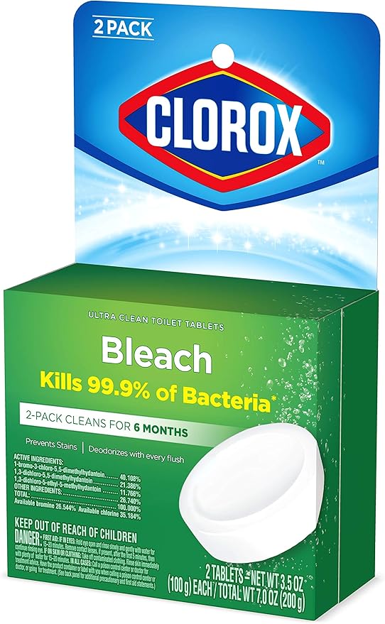 Clorox Ultra Clean Toilet Tablets Bleach 2 Count, 3.5 Oz Each (Pack May Vary)