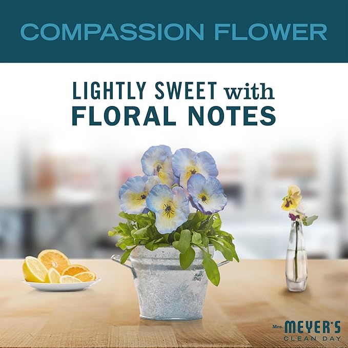 MRS. MEYER'S CLEAN DAY Liquid Fabric Softener, Infused with Essential Oils, Paraben Free, Compassion Flower (32 Loads), 32 oz (Pack of 4)