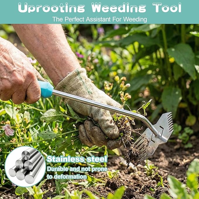 Garden Weed Tool,2026 Portable Gardening Tools,Adopting Ergonomic Handle Design,Stainless Steel Weeding Tools,Hand Weeder Tool Suitable for Farm Planting,Gardening