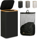 iEGrow Laundry Hamper with Lid, 110L Large Laundry Hamper with Handle and Lid, Collapsible Clothes Basket Organizer with Removable Inner Bag for Clothes Toys Towels - Black