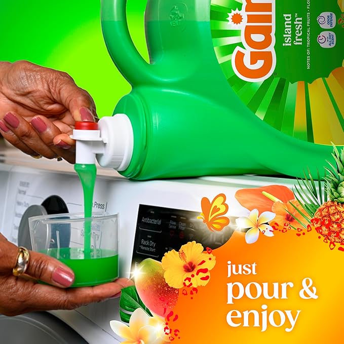 Gain Liquid Laundry Detergent, Now with Odor Defense, Island Fresh Scent, 132 fl oz, 100 Loads (Packaging May Vary)