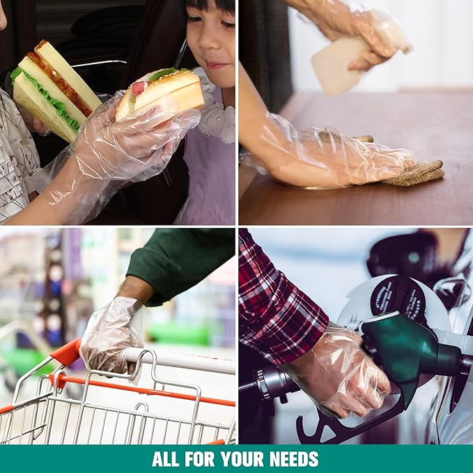 Teivio Disposable Gloves, Plastic Gloves for Kitchen Cooking Cleaning Food Handling