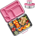 AOHEA Stainless Steel Bento Box Kids, Kids Metal Bento Lunch Box BPA Free Lunch Box Containers 304 Stainless Steel Bento Box for School and Office(Pink)