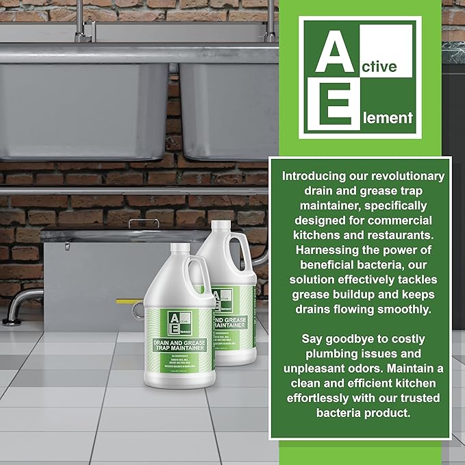 Drain and Grease Trap Maintainer- 4 Gallon (Contains 512 Treatments) - Biological Formula - Breaks Down Fats Oils and Grease - Grease Traps, Drain, Septic Systems, Sewers- Deodorizer