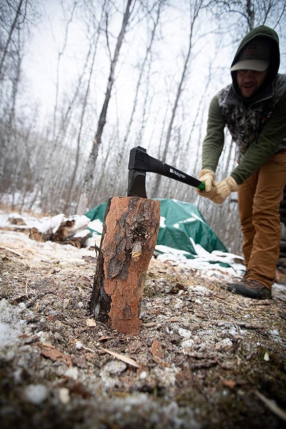 Hooyman Splitting and Chopping Axes, and Splitting Maul with Heavy Duty Construction, V Grind Blade, Ergonomic No-Slip H-Grip Handle, and Sheath for Gardening, Hunting, Camping, Firewood, and Outdoors